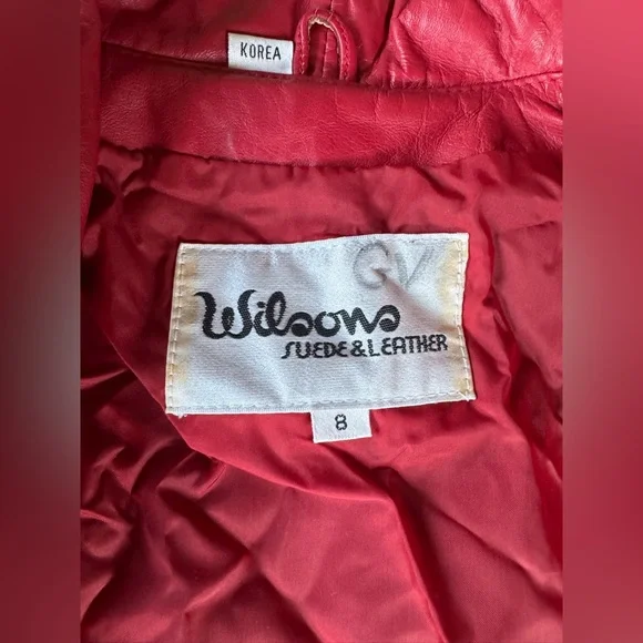 Wilson’s Leather 80’s vintage red leather peplum belted jacket Size XS/S - Picture 5 of 11